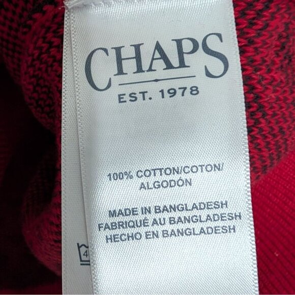 Chaps Polar Bear Sweater Mens Size Large Red Christmas Holiday Cotton Crew Neck - Picture 5 of 9